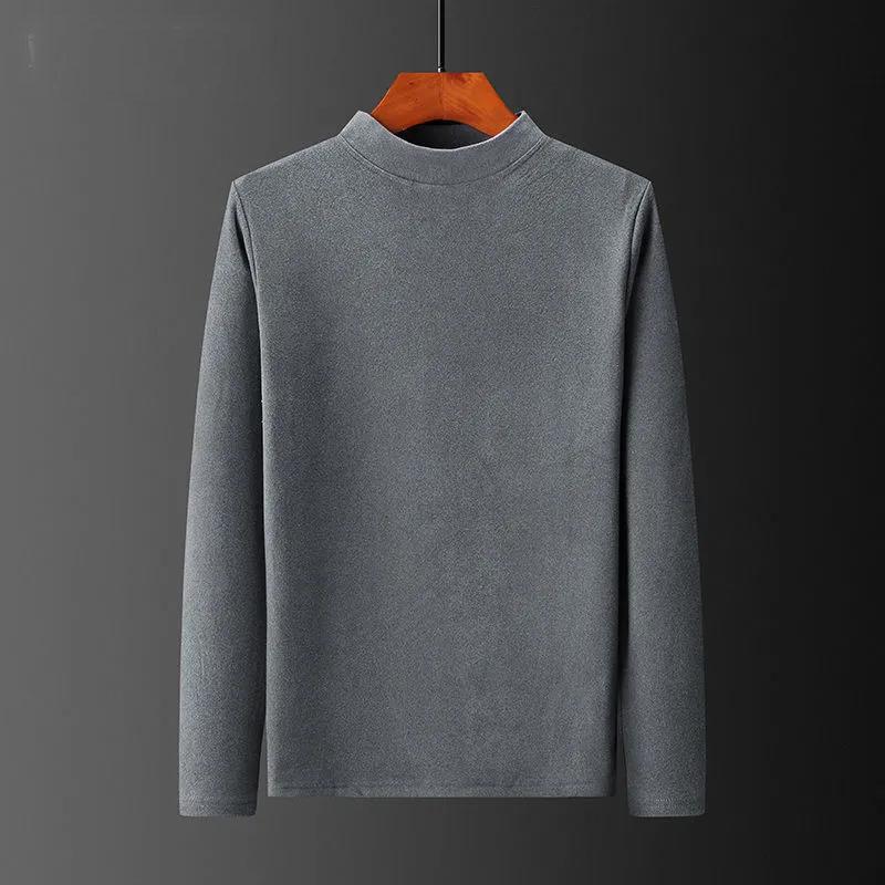 Winter Double-sided Velvet Korean Version of The Trend of Men's Half-high Collar Mid-neck T-shirt Men's Solid Color Warm Bottoming Shirt