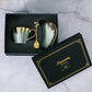 European-style Ceramic Coffee Cup Tracing Gold Cup and Saucer Set, Light Luxury British Flower Tea Cup, High-end Couple Gift Cup and Saucer