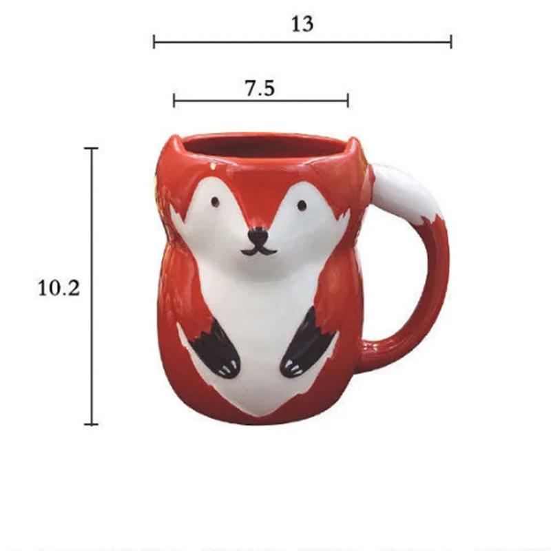 500ML Ceramic Creative Coffee Cup Cute Animal 3D Fox Large Capacity Cartoon Breakfast Milk Drinking Mugs and Cups