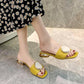 Size 35-39 Women All-match Shiny Slippers Outdoor Diamond High Heels Bohemian Beach Wear-resistant Non-slip Office Lady A-word Sandals