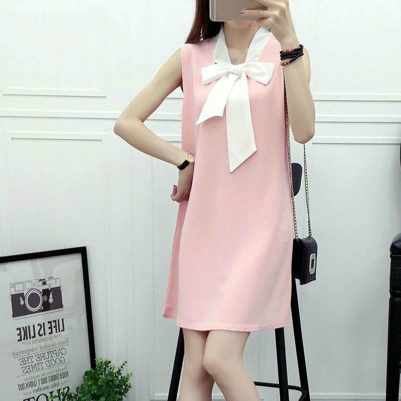 Dress Large Size Women's Chiffon Bow Long Loose Thin Sleeveless A Word Vest Skirt Summer