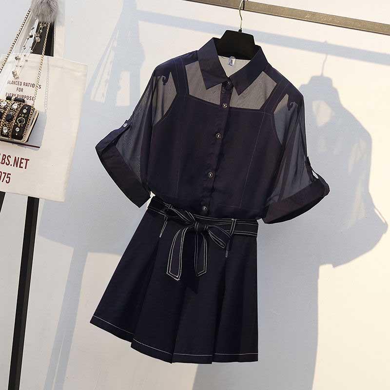 XL-5XL Women Chiffon T-shirt+shorts+vest 3pcs Office Ladies Short Sleeve Top Pants Set