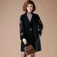 Winter Fashion V-neck Plaid Coat Thicken Warm Mid-length Large Size Coat Jacket for Women