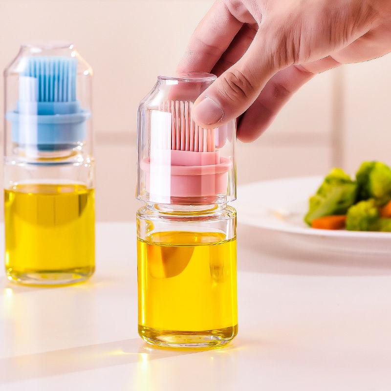 Barbecue Brush Oil Brush Kitchen Pancake Household Baking Silicone Oil Brush with Bottle High Temperature Silicone Brush Small Oil Bottle