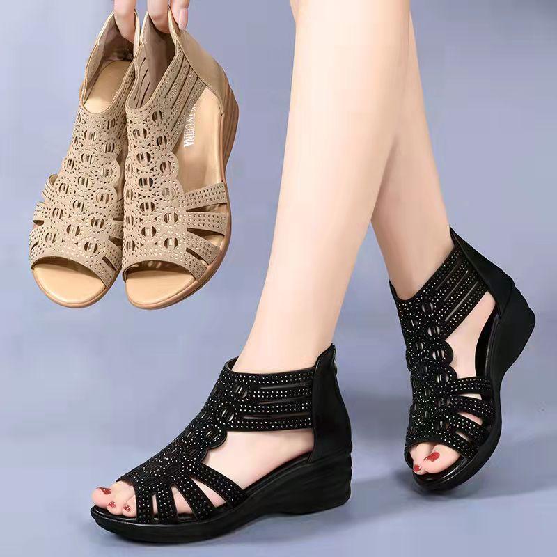 INS Leisure Women Wedges Heeled Women Shoes Summer Sandals Party Platform High Heels Shoes Woman  Fashion Fish Mouth Pumps Sexy Hollow Out Shoes