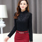 Autumn and Winter Plus Velvet Thick Lace Shirt Warm Bottoming Shirt T-shirt Long-sleeved Shirt Top