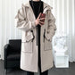 Men Large Size Windbreaker Spring Hooded Coat Casual Loose Top Solid Color Comfortable Jacket Long
