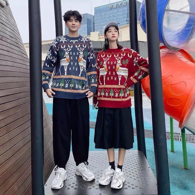 WTEMPO Christmas Couple Sweater Winter Warm Pullover Soft Casual Knitted Sweater