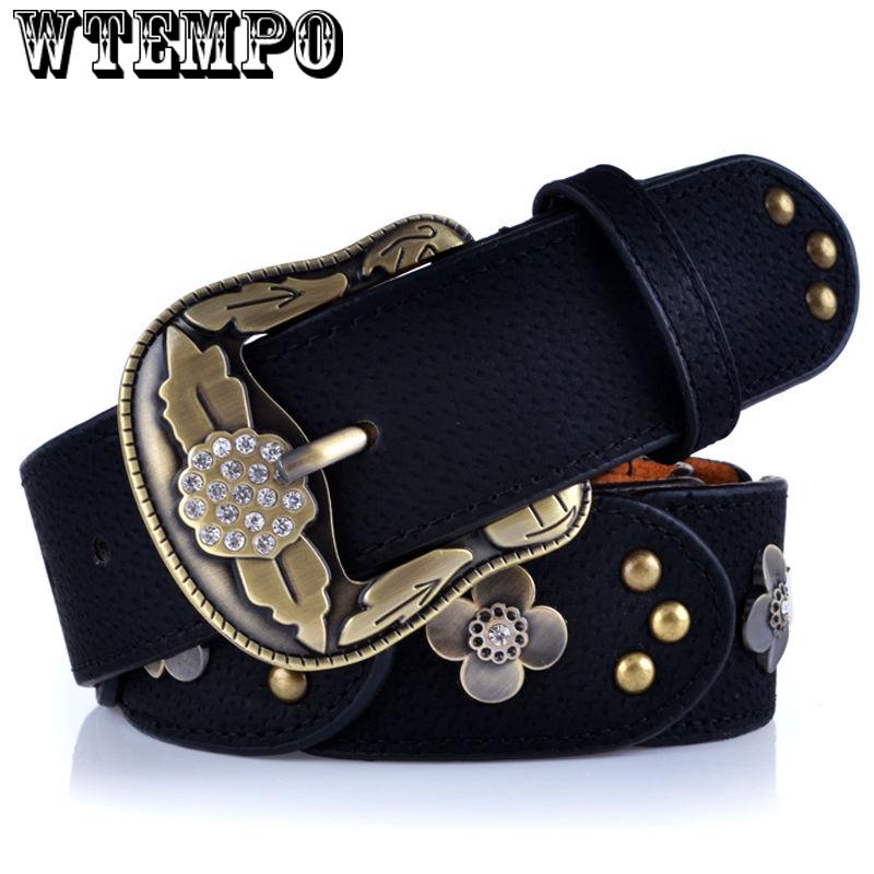 Belt female leather belt wide belt wild fashion retro rhinestone decorative belt female tide belt