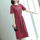 Summer Women Round Neck Enough Stock Short-sleeved Dress Black White Striped Dresses Casual Elegant Sheath Slim Dress