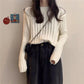 Autumn  Winter  Knitted Pullover Round Neck Versatile Thick Warm Woolen Sweater Bottoming Shirt  Vertical Stripes Loose