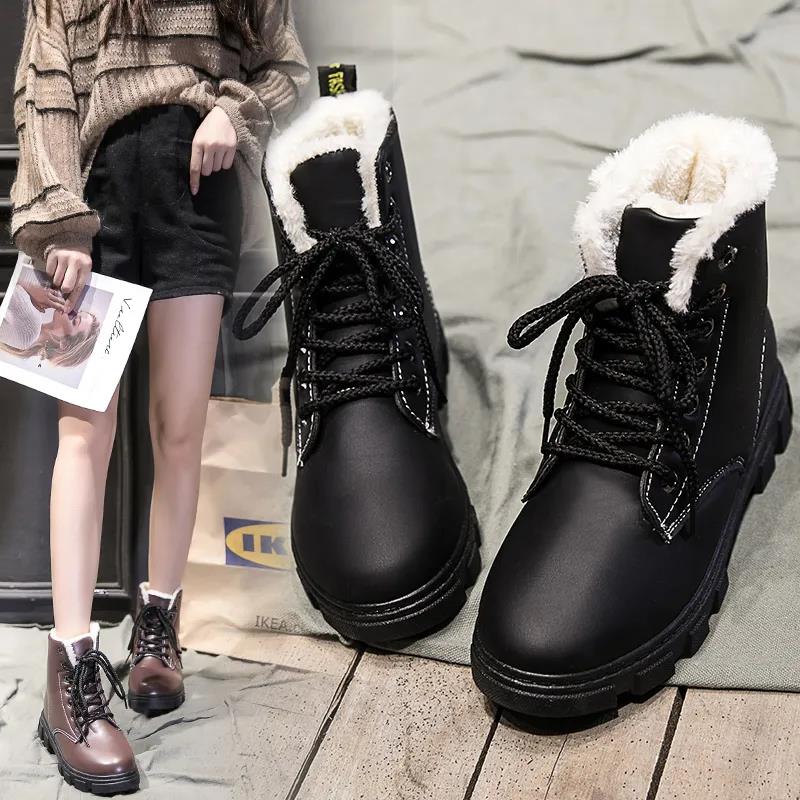 Snow Boots Women Winter Plus Velvet Warm Martin Short Boots Waterproof Wild Korean Student Cotton Shoes