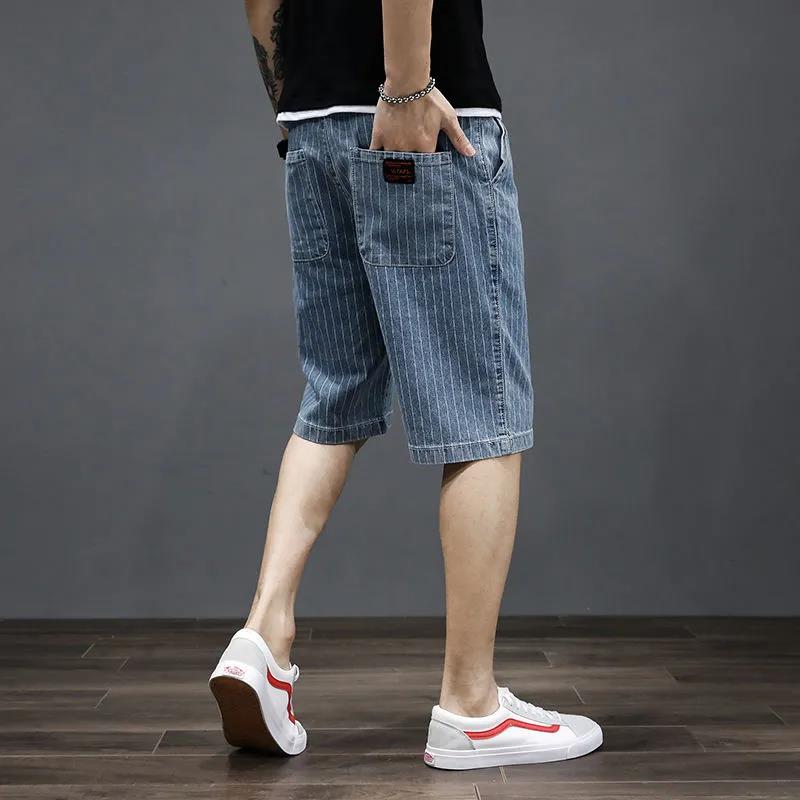 Summer Striped Thin Loose Stretch Five-point Shorts Men's Elastic Waist Casual Pants