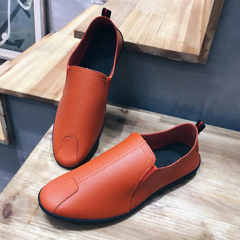 Men's Casual Slip-on Leather Shoes Formal Suit with Black PU Beanie Shoes Comfortable Flat