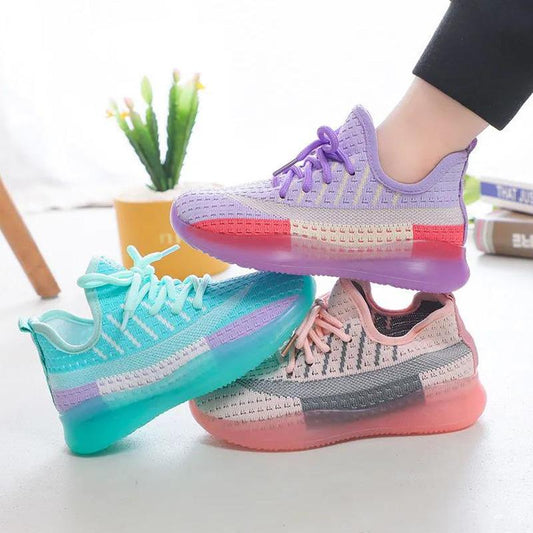 Children's Sports Shoes Spring and Summer Girls' Shoes Flying Woven Coconut Mesh Shoes Boys Mesh Breathable Casual Running Shoes