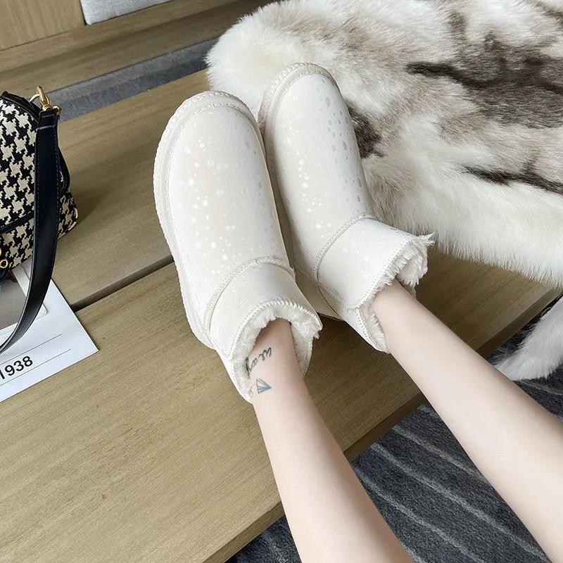 Winter Snow Boots Women's Thick Waterproof Soft-soled Warm Shoes Non-slip Thick-soled Short Tube Snow Cotton Shoes Women