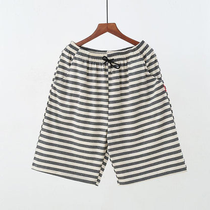 Men's Summer Shorts Cotton Home Loose Five-point Beach Pants