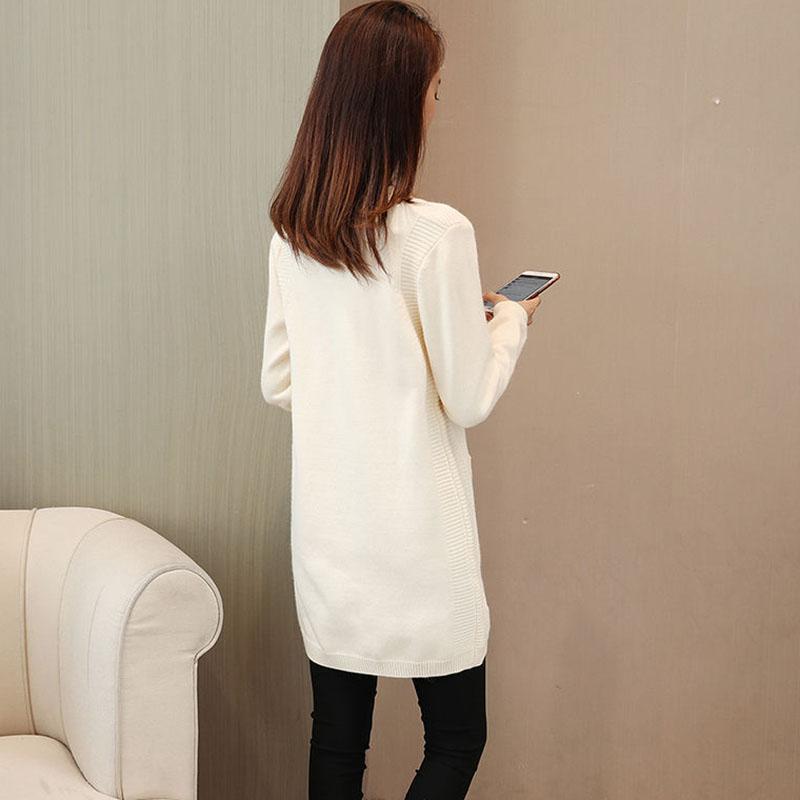 Autumn and Winter Thicker Loose Dress Mid-length Knitted Casual Bottoming Skirt Pure Color Simple Female Sweater Dress