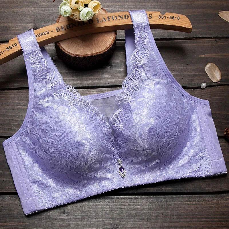 Thin Underwear Women's No Steel Ring Bra Gather Adjustment Type Upper Collection Auxiliary Breast Sexy Lace Breathable Anti-glare Bra