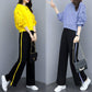 Joker Long-Sleeved Casual Sweatshirt Set Large Size Spring and Autumn Women's Clothing