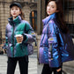 Popular Fashion Brand Blue Ladies Down Jacket Shiny Short Parker Clothing Female Student Loose Winter Jacket
