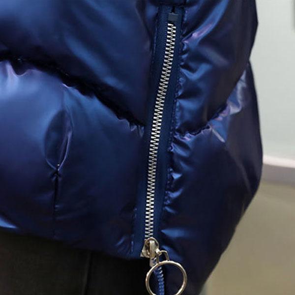 Winter Warm and Fashionable Waterproof Bright Cotton Dress Women's Mid-length Hooded Loose Down Cotton Jacket