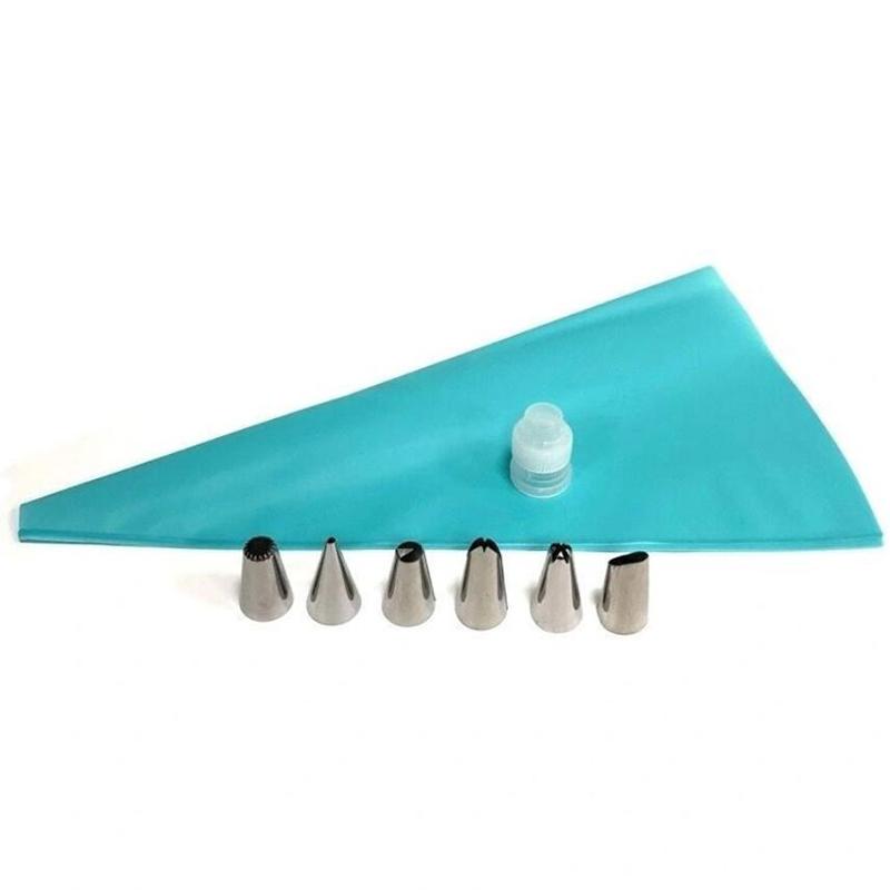 8Pcs/Set Silicone Pastry Bag Cream Nozzles Kitchen Bakery Cake Icing Piping Cream Cake Decorating Tools Reusable Bags Nozzle Set