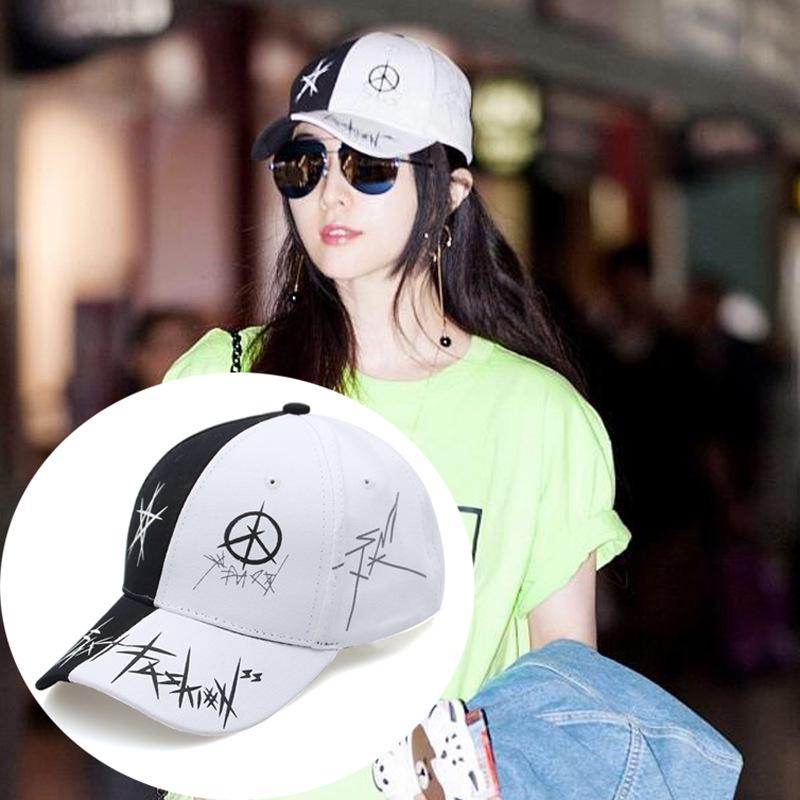 Personality Black Spell White Hat Ms. Korean Version Of The Wild Graffiti Cap Summer