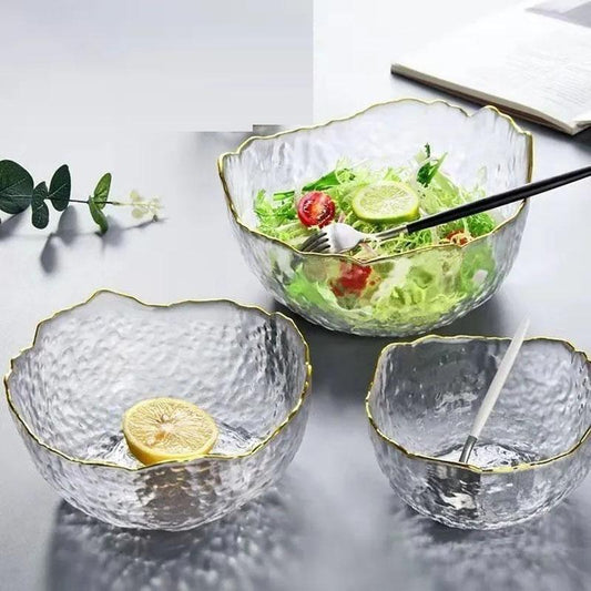 Japanese Phnom Penh Glass Salad Bowl Set Household Rice Bowl Soup Bowl Fruit Plate Creative Dessert Tableware