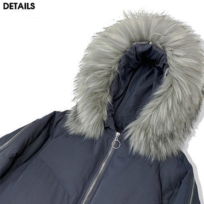 Fluffy Fur Collar Down Jacket Women's Long Winter Loose Padded Large Size Over The Knee Bread Jacket Loose Padded Jacket Winter Thick Warm Jacket