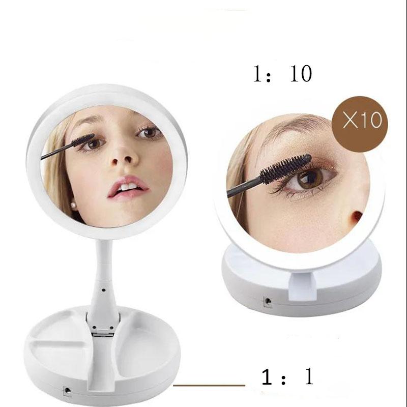 Portable LED Lighted Makeup Mirror Vanity Compact Foldable Travel Makeup Mirror