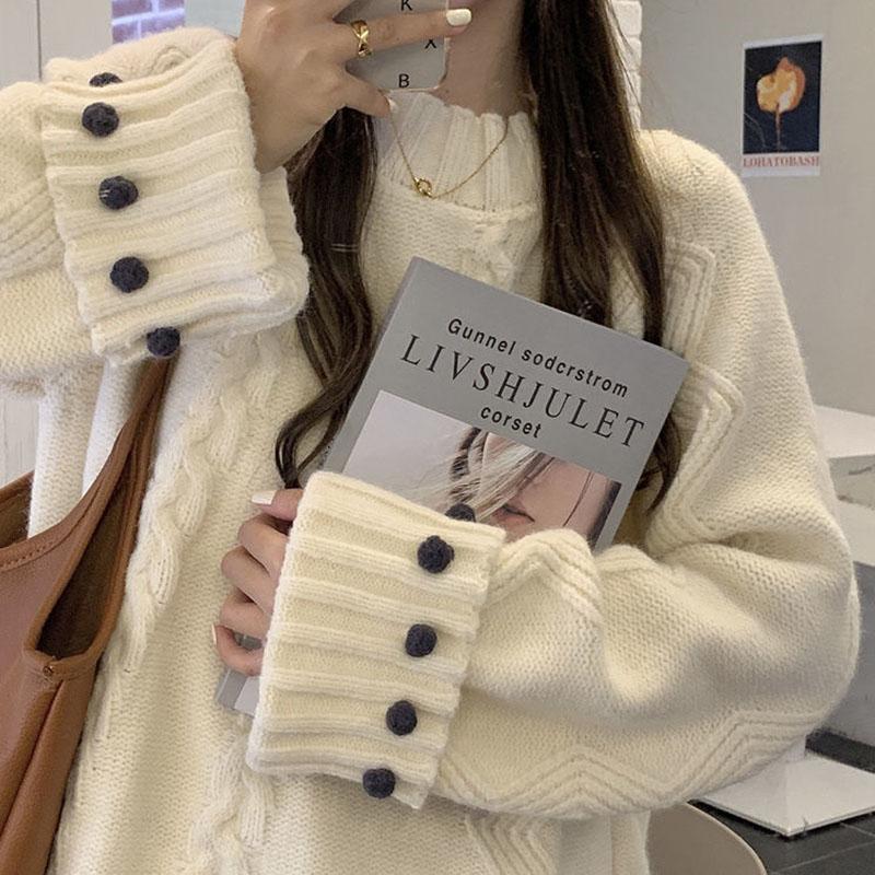 Sweater Woman Twist Pullover Knitwear Korean Lady Style Loose Solid Color Top Trending Purple Sweater Autumn and Winter Jumper