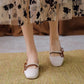 Fairy Style French Single Shoes Women Summer Mid-heel Thick-heeled Small Leather Shoes with Skirt One-word Buckle Sandals