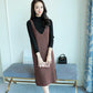 Spring and Autumn Loose Sleeveless Vest Pullover V-neck Mid-length Suspender Skirt Fashion Simple Female Suspender Skirt