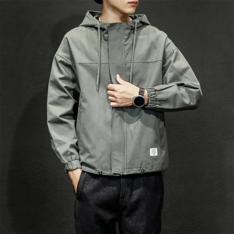 Spring and Autumn Jacket Men's Korean Version of The Trend Hooded Work Jacket Men's Loose Student All-match Top