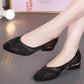 Mesh Sandals Women's Soft Leather Summer Hollow Breathable Low-heeled Shoes Pointed Toe Shoes Shallow Casual Shoes Single Shoes