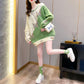 Autumn and Winter Loose Round Neck Bottoming Shirt Pullover Casual Knitted Jacket Hit Color All-match Female Sweater