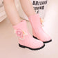 Girls' Boots Autumn and Winter Solid Color Flower Martin Boots Plush Warm Pearls Princess Snow Boots