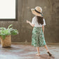 Girls' Summer Fashionable Suits Big Kids Children's Clothes Western Style Wide-leg Pants Printed Two-piece Suit