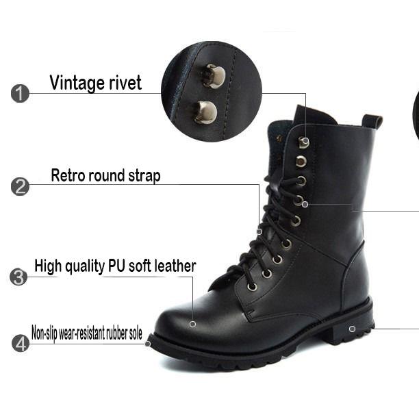 Retro Combat Boot Ankle Boots Autumn Winter Martin Boots Women Boots Lace-Up Women Shoes Size 35-42