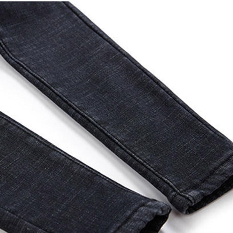 Black Inner Velvet Elastic Waist Jeans Women Plus Velvet Thickened High Waist Korean Student Thin Feet Pencil Winter Women's Pants