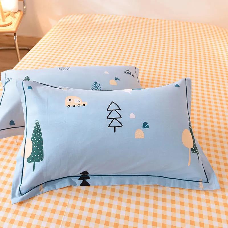 Pillowcase Pure Cotton A Pair of Single Pillowcases Brushed and Thickened 48x74cm Adult Pastoral Style Cotton Soft Pillow Core