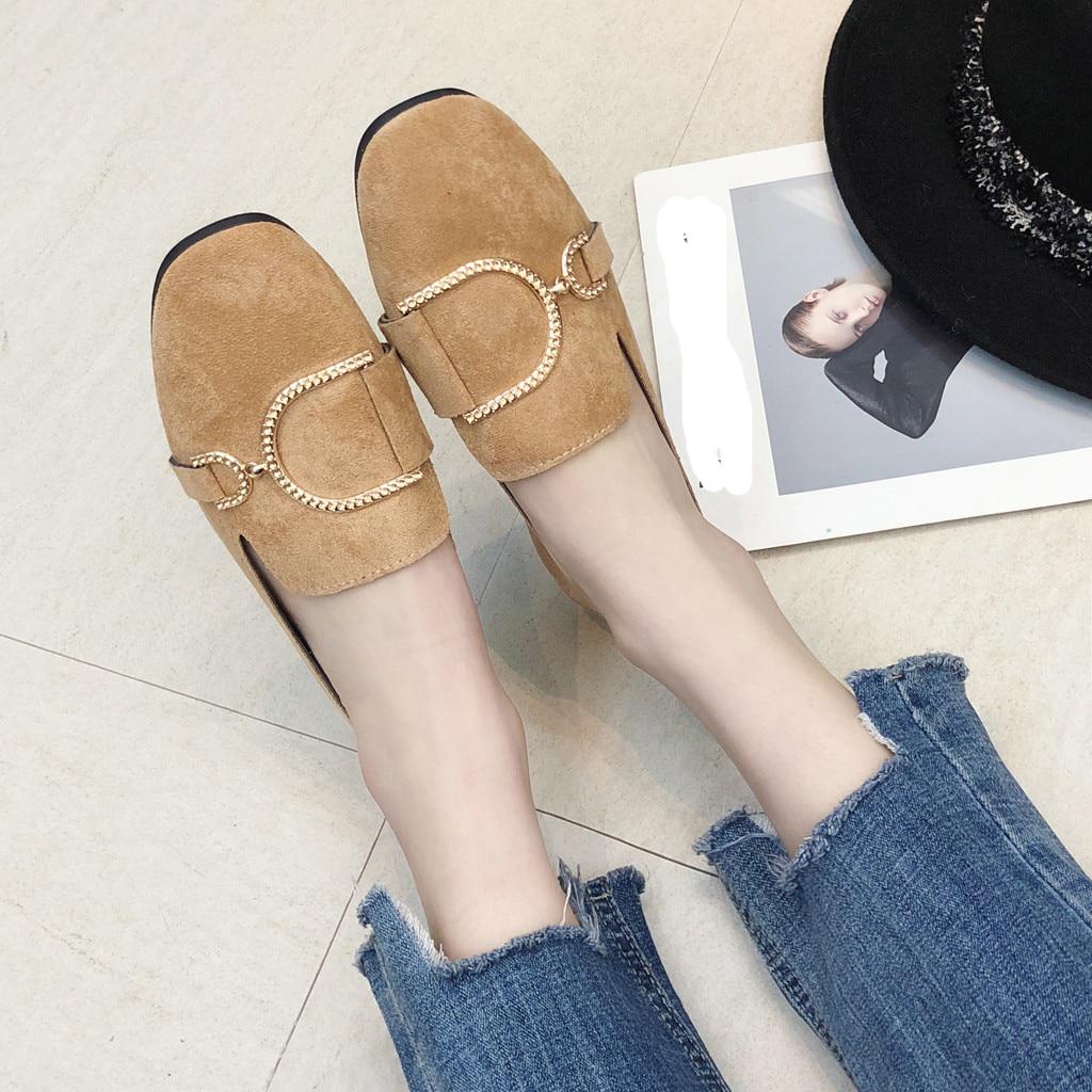 WTEMPO babet ayakkab iShoes for Woman Leisure Flats Square Head Shallow Mouth Low-Heeled Peas Baller