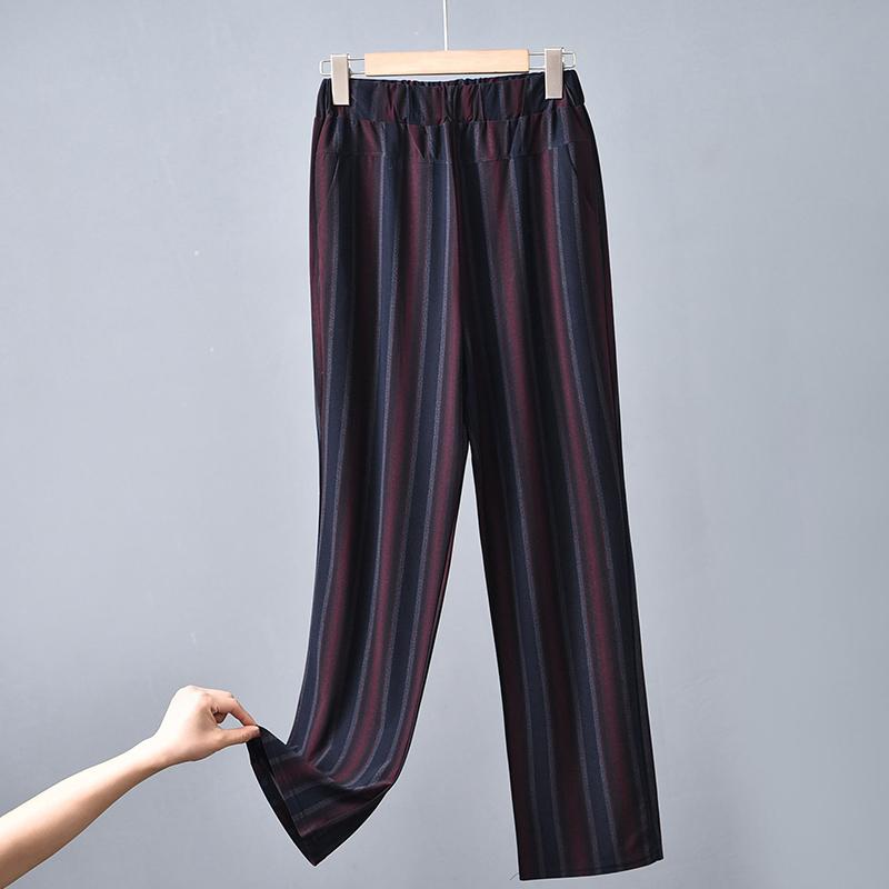 Mother Pants Women's Thin Summer Casual Elastic Ice Silk Women's Pants Middle-aged and Elderly Loose High-waist Elastic Waist Trousers