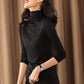 Autumn and winter high collar bottoming shirt female striped fashion slim mesh long-sleeved shirt