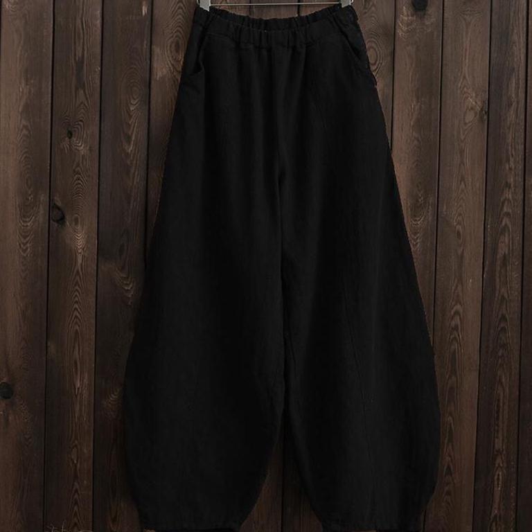 Linen Cotton Pants Linen Long Pants Wide Leg Pants Full Length Harem Pants Loose Maxi Trousers Fall Spring Long Plus Size Pants