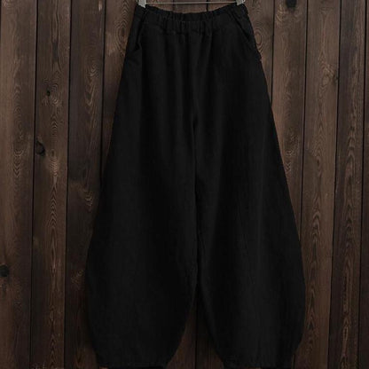 Linen Cotton Pants Linen Long Pants Wide Leg Pants Full Length Harem Pants Loose Maxi Trousers Fall Spring Long Plus Size Pants