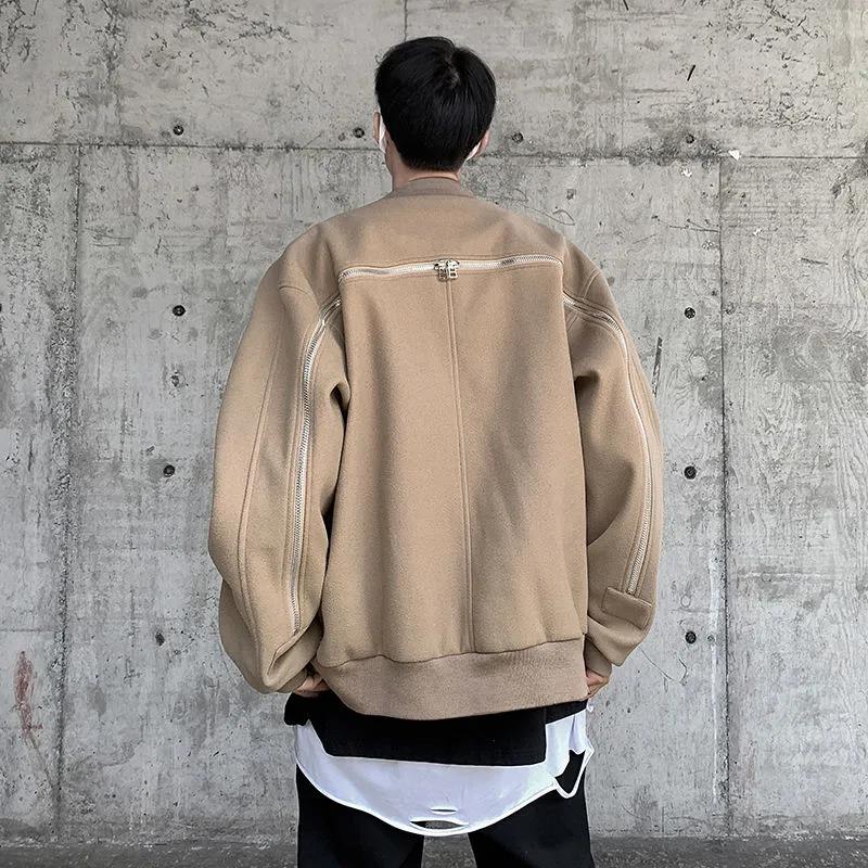 Autumn American Zipper Jacket Men's Retro Baseball Uniform Trendy Brand Japanese Loose Motorcycle Jacket Clothes