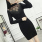 Women Sweater Dress O-neck Full Sleeve Sashes Stretch Vestidos Female Knee-length Knitted Dress