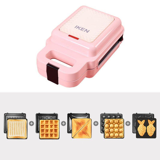 600W Breakfast Making Machine Sandwich Maker Bread Maker Barbecue Maker Kitchen Supplies with 5 Sets of Bakeware